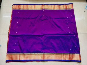 Purple Banarsi silk saree with blouse piece