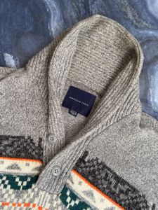 American Eagle Men's Grey Fair Isle Sweater