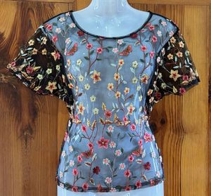 Sheer Embroidered Floral Top