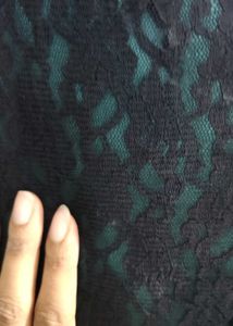 Elegant Black &amp; Green Lace Dress