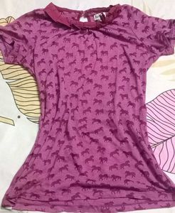 Purple Printed Fitted Top