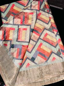 Cotton  Designer Geometric Print Saree