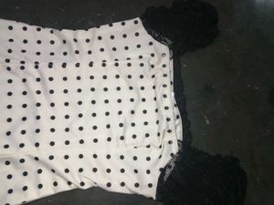Polka Dot Black Lace Trim Dress