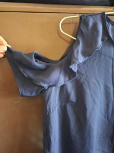 Women's Navy Cold Shoulder Cord Set