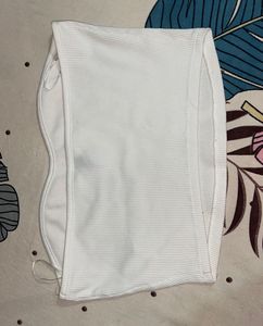 White Ribbed Tube Top