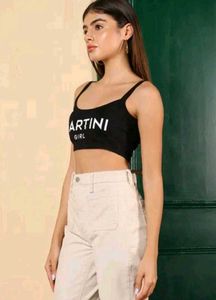 Shein Spaghetti Strap Typographic Chest PrintCrop