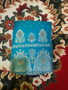 Beautiful Teal Brocade Saree