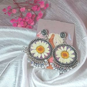 Boho Daisy Jhumka Earrings