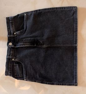 Black Denim Mini Skirt