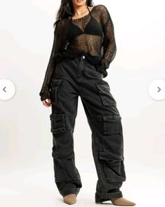 Freakins Long Charcoal Cargo Pants