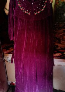 Elegant Embroidered Velvet Dress