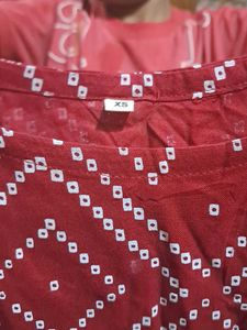 Red Bandhani Print Kurti