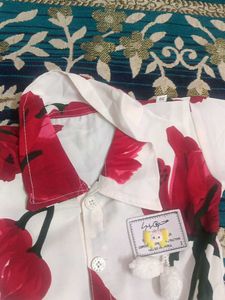 Girls White Floral Print Top