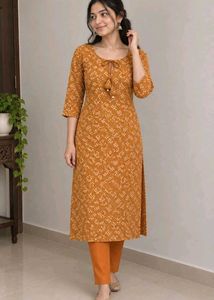 COMBO OF Elegant Mustard Bandhani Kurta Set+ peach