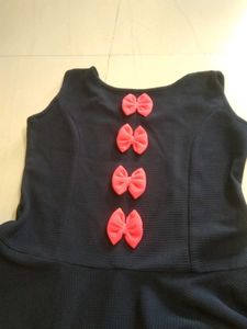 Chic Navy Dress with Bow Accents baby Frock