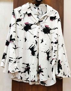 Abstract Print Bell Sleeve Top