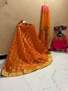 Orange &amp; Gold Lehenga Choli Set