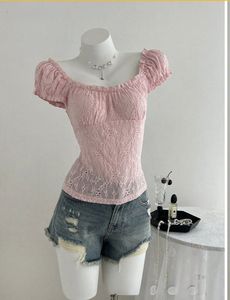 Cute Ruffle Off-Shoulder Pink Top