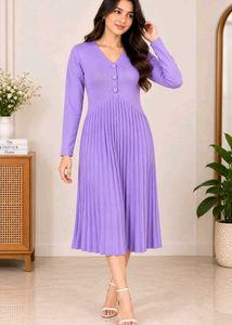 Lavender Ribbed Knit Midi Dress