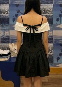 y2k Chic Off-Shoulder Bow Mini Dress