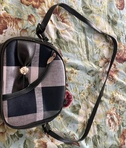 Charming Plaid Crossbody Bag with Bow