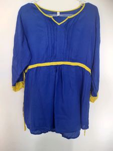 Blue Top With Yellow Border.