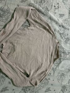 Ribbed Knit Wrap Cardigan
