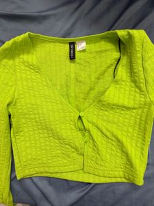 Lime Green Ribbed Crop Top