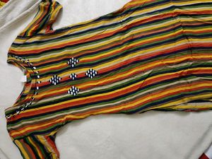 Straight Kurta With Multi Colour Stripes ...With M