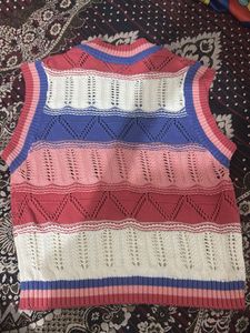 Colorful Striped Knit Sweater Vest