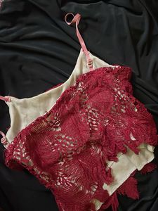 Chic Red Lace Blouse Top