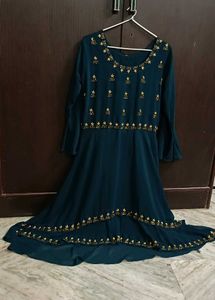 Embellished Teal Anarkali Suit Set