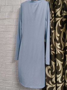 Stylish Light Blue Cut-Out dress midi