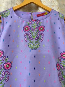 Women Mauve Printed Layered Kurta