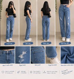 Distressed Straight Leg Jeans