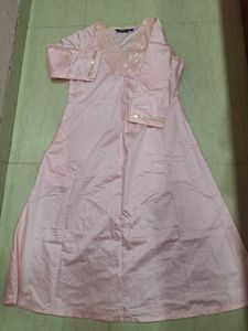 Pink Sequined Neckline Kurta