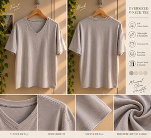 Oversized V-Neck Cotton Tee