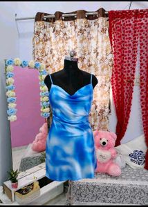 Stunning Blue Tie-Dye Mini Dress