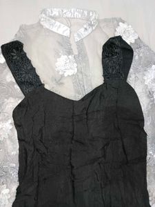 Silver Party Kurta With Inner