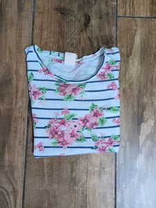 Striped Floral Print T-Shirt