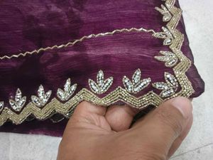 Elegant Purple Saree with Golden Border