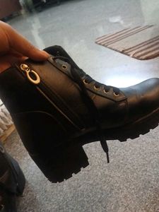 Black Lace-Up Platform Ankle Boots
