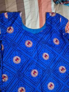 Vibrant Blue Kurta with Bandhani Print