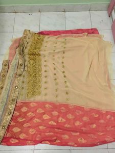 Elegant Pink and Cream Saree 2 colour sare
