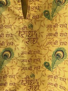 Yellow Kurta with Peacock Feather Print xxl