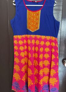 Vibrant Blue & Pink Floral Kurta