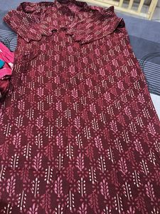 Maroon Printed Kurta