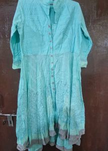 Aqua Printed Kurta &amp; Leggings Set