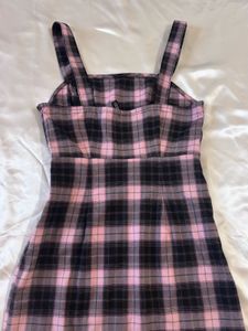H&amp;M Pink &amp; Black Plaid Mini Dress