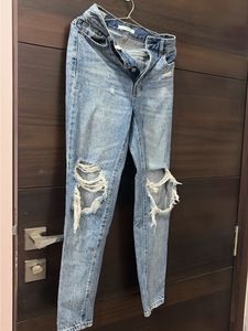 Distressed Blue Wash Jeans